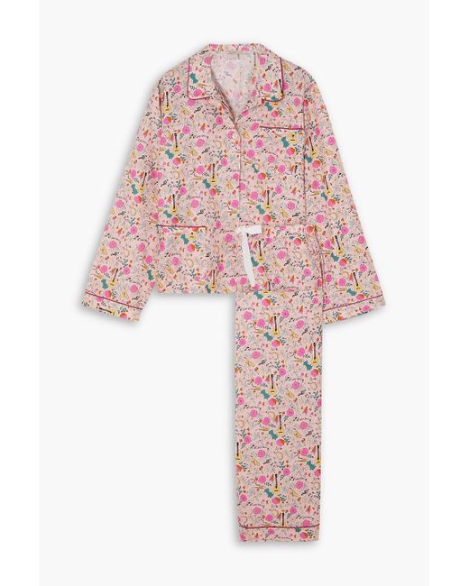 Morgan Lane Ruthie Chantal Printed Cotton And Silk blend Pajama Set in Pink Lyst UK