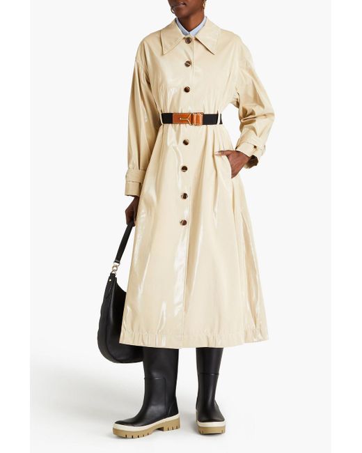 Tory Burch Natural Coated Belted Shell Trench Coat