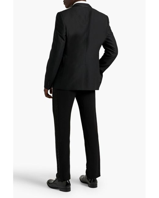 Dolce & Gabbana Black Satin-trimmed Wool-blend Blazer for men