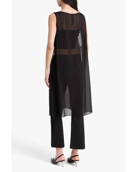 Eileen Fisher Black Silk-Chiffon Tunic
