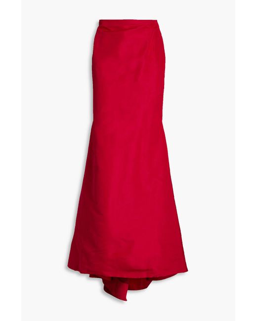 Carolina Herrera Red Carol Fluted Silk-faille Maxi Skirt