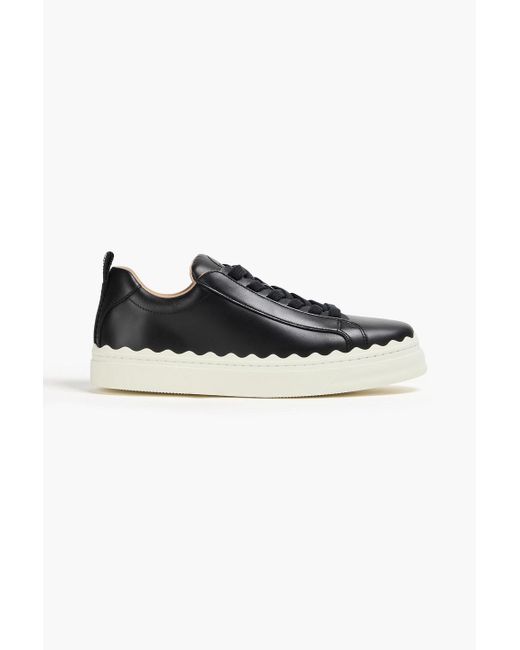 Chloé Black Lauren Scalloped Leather Sneakers