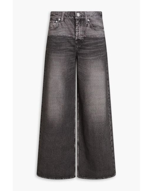 Rag & Bone Gray Miramar hose mit weitem bein aus baumwollfleece mit print und denim-effekt