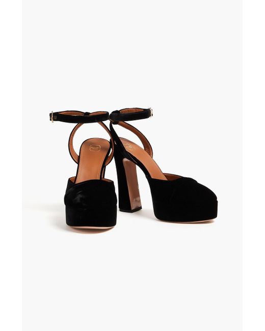 Malone Souliers Black Mora 125 Velvet Platform Pumps