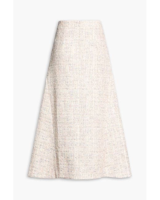 Huishan Zhang White Vicky Metallic Tweed Midi Skirt