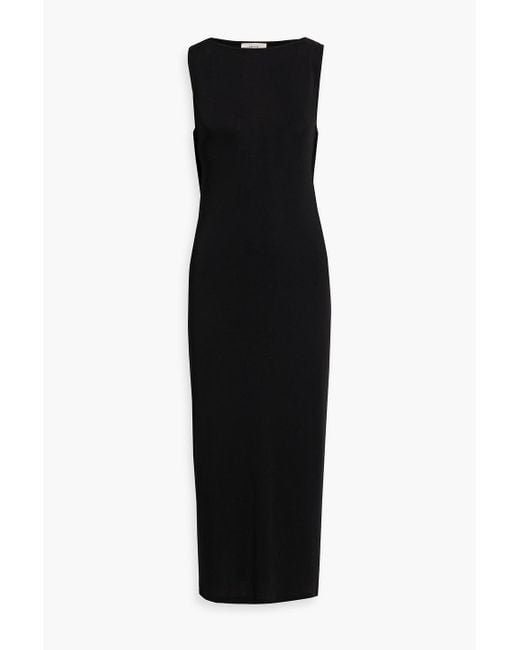 FRAME Black The Drape Jersey Midi Dress