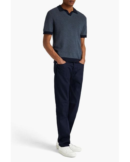 Vince Blue Cotton And Cashmere-Blend Polo Shirt for men