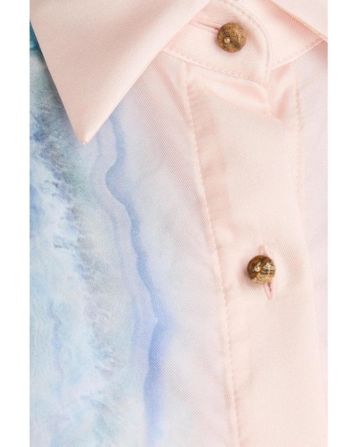 Zimmermann Blue Printed Silk-Twill Shirt