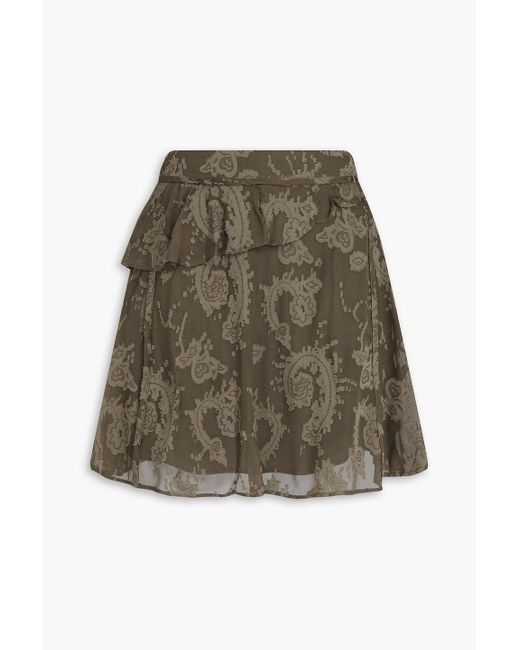 IRO Brown Ruffled Fil Coupé Mini Skirt