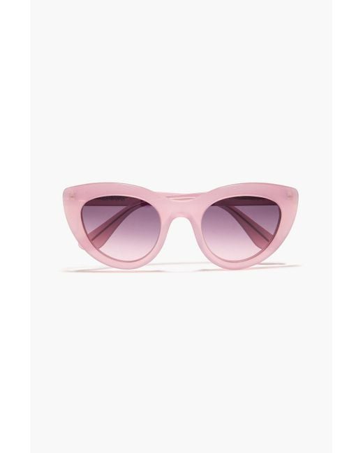 Ganni Pink Cat-Eye Acetate Sunglasses