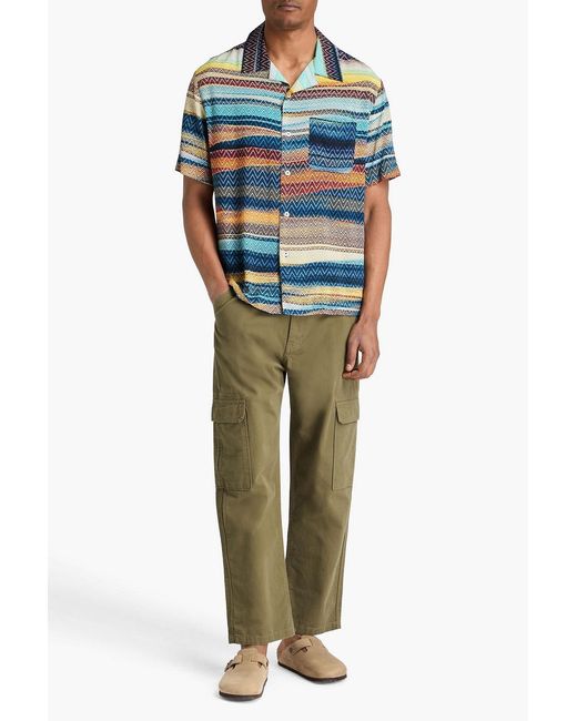 Missoni Blue Printed Woven Shirt for men