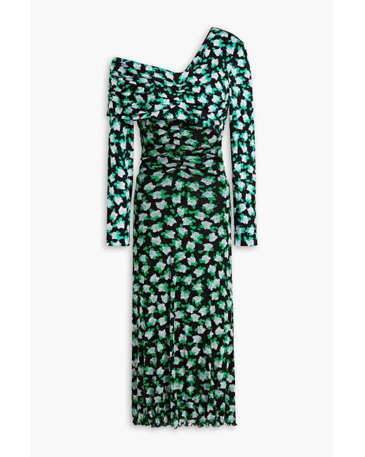 Diane von Furstenberg Green Fabian Polka-Dot Midi Dress