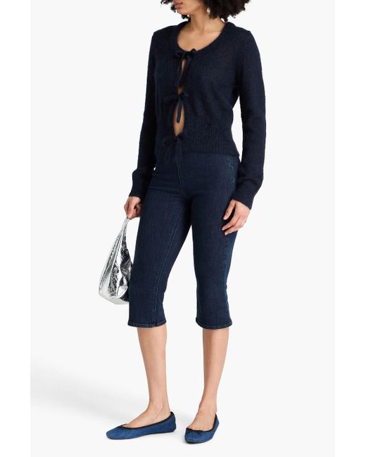 Ganni Blue Weste aus einer mohairmischung mit bindedetail