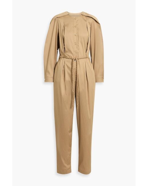Farm Rio Natural Belted Cotton-Blend Jumpsuit