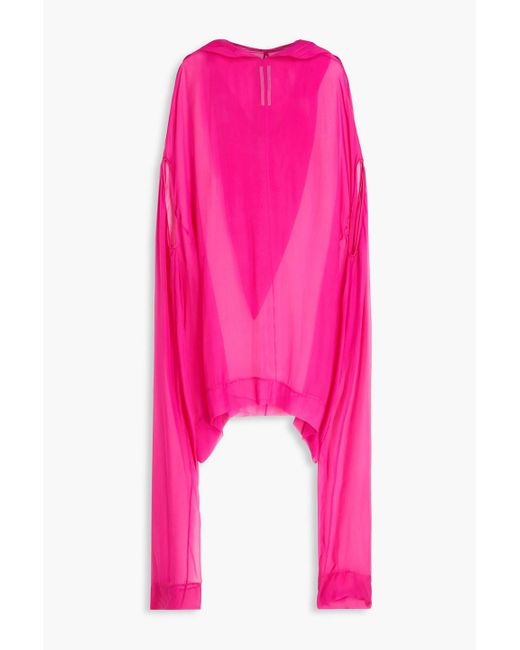 Rick Owens Pink Draped Silk-chiffon Hooded Mini Dress