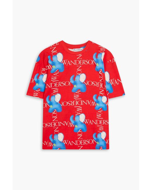 J.W. Anderson Red Printed Cotton-jersey T-shirt for men