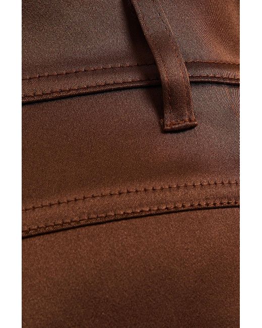 Nanushka Brown Drew Satin Straight-leg Pants