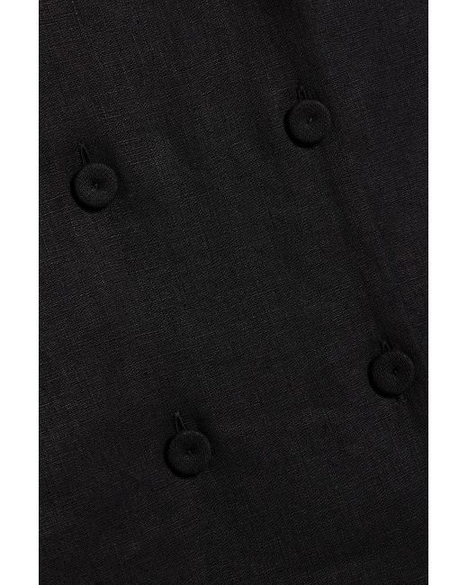 Another Tomorrow Black Doppelreihiges hemd aus leinen