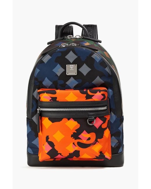 MCM Orange Printed Shell Backpack