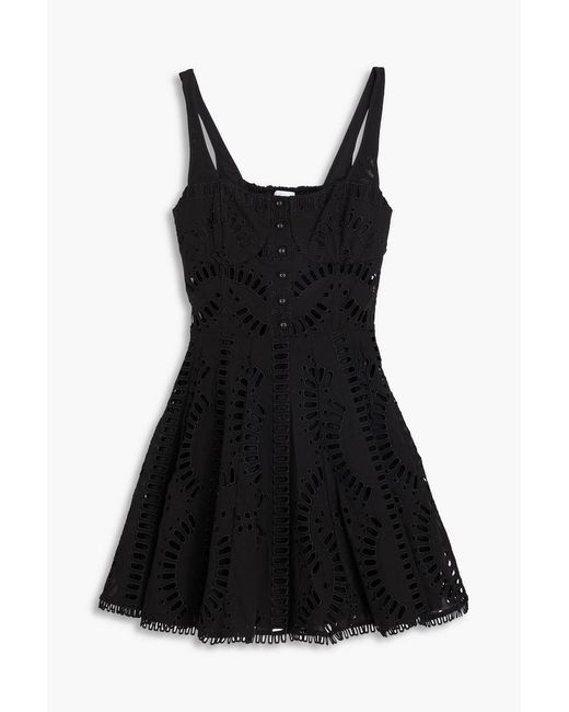 Charo Ruiz Black Ricka Broderie Anglaise Cotton-Blend Mini Dress