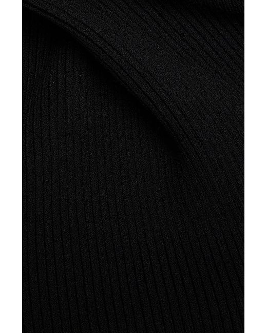 Veronica Beard Black Sid Ribbed-Knit Top
