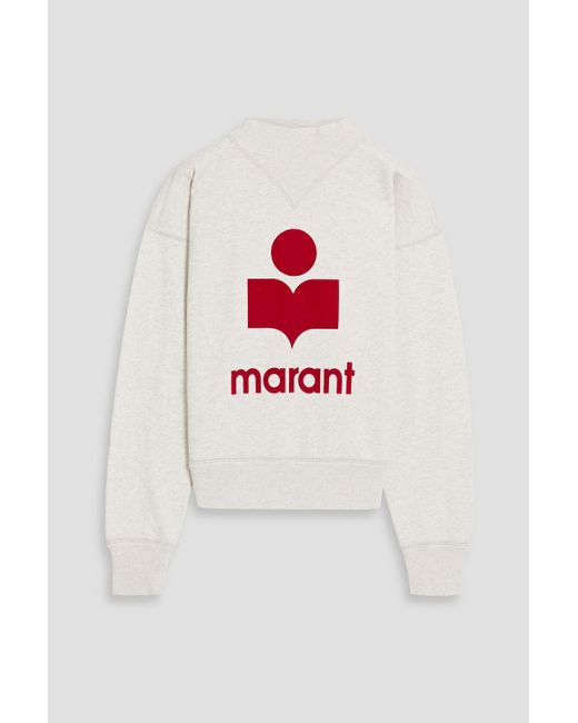Isabel Marant Red Moby Flocked French Cotton-Terry Sweatshirt