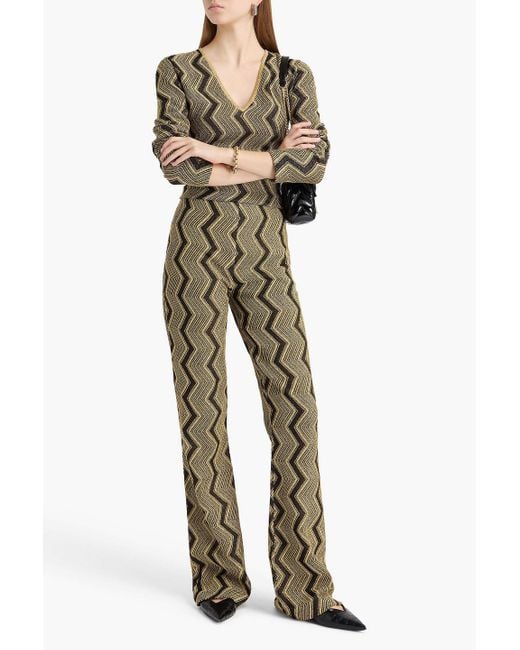 Missoni Metallic Hose mit weitem bein aus häkelstrick in -optik