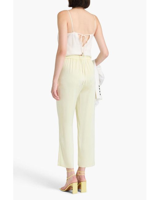 Nanushka White Cropped Satin-crepe Straight-leg Pants