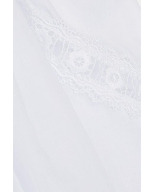 Charo Ruiz White Marian Cotton-blend Broderie Anglaise Shirt