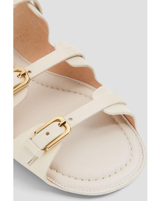 Sandro White Buckled Leather Sandals