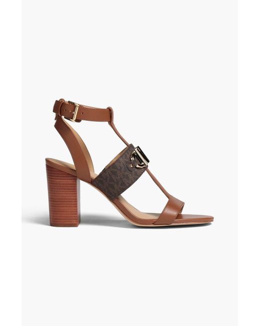 MICHAEL Michael Kors Brown Izzy Embellished Leather Sandals