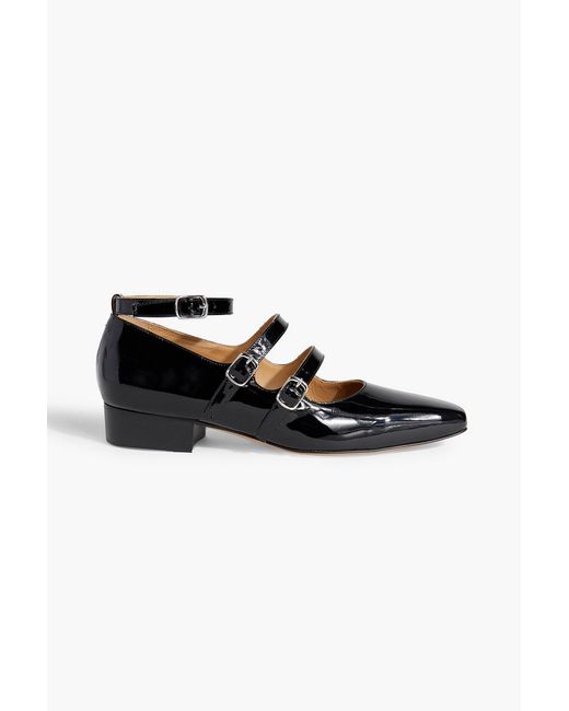 Maison Margiela Black Buckled Patent-leather Flats