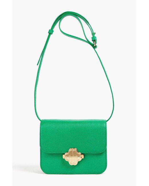 Maje Green Lizard-effect Leather Cross-body Bag