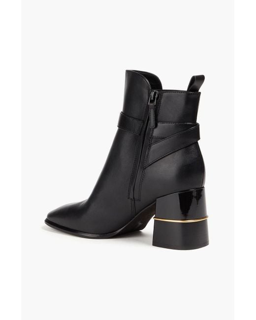 Tory Burch Black Buckled Leather Ankle Boots