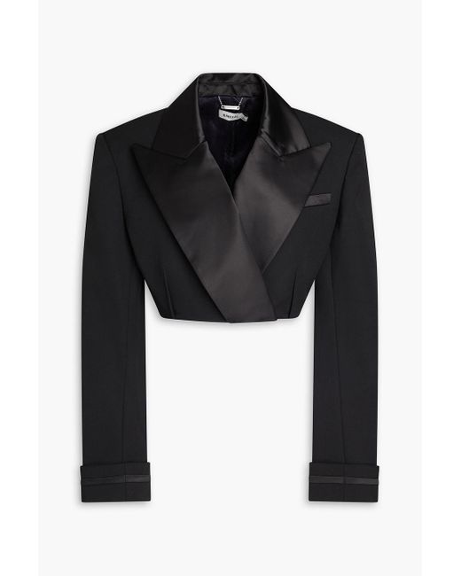 Jonathan Simkhai Black Cropped Wool-blend Twill Blazer