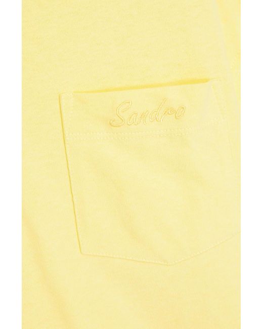 Sandro Yellow Embroidered Cotton-jersey T-shirt