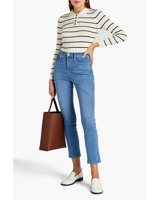 FRAME Blue Le Sylvie Cropped High-rise Straight-leg Jeans