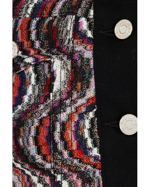 Missoni Black Cropped Denim And Crochet-knit Jacket