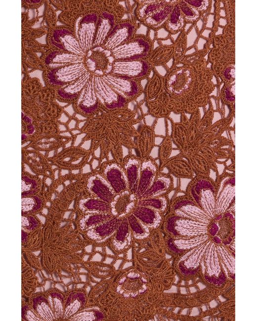 Farm Rio Red Guipure Lace Midi Skirt