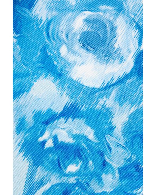 Emilia Wickstead Blue Midikleid aus faille mit floralem print und falten