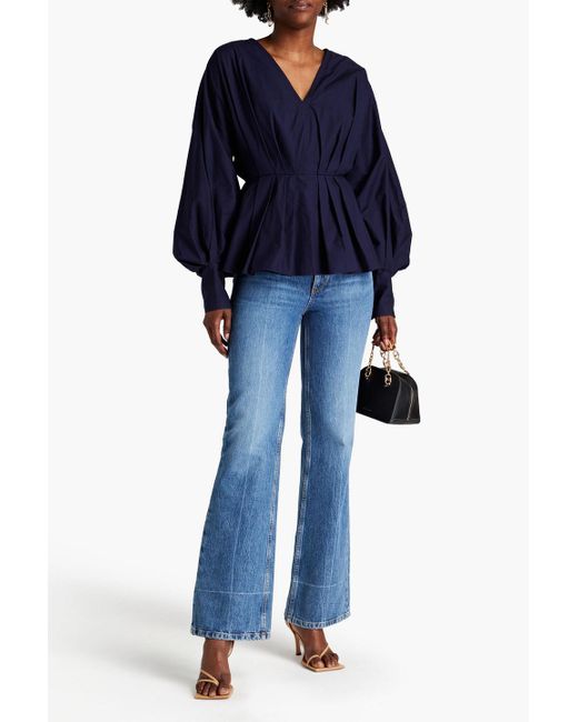 ROKSANDA Pleated Cotton-poplin Peplum 