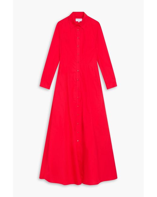 Evi Grintela Red Cotton-Poplin Maxi Shirt Dress