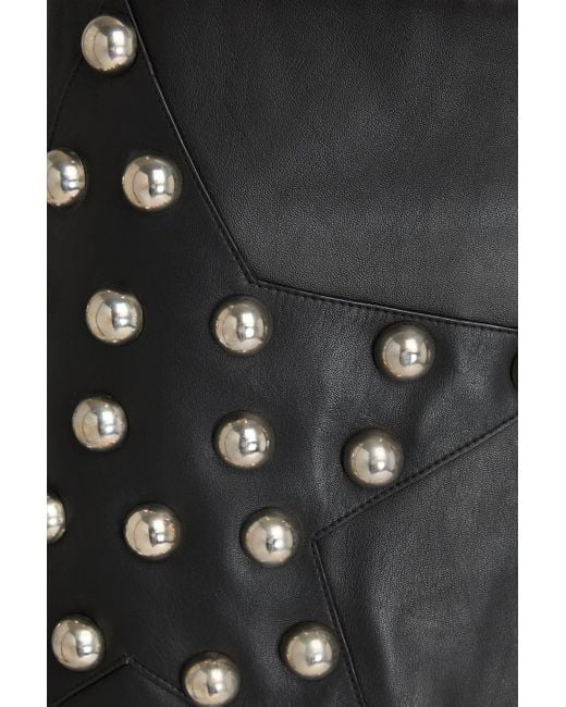Area Black Studded Embellished Leather Mini Skirt