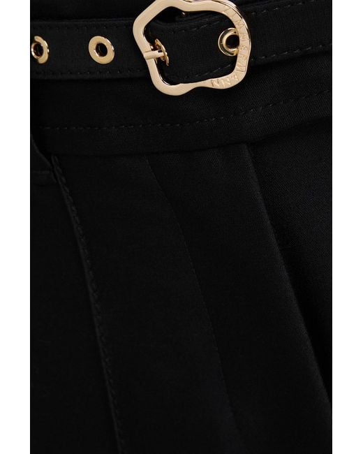 Zimmermann Black Belted Wool And Silk-Blend Flared Pants