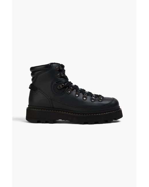 Moncler Black Peka Trek Leather Hiking Boots for men