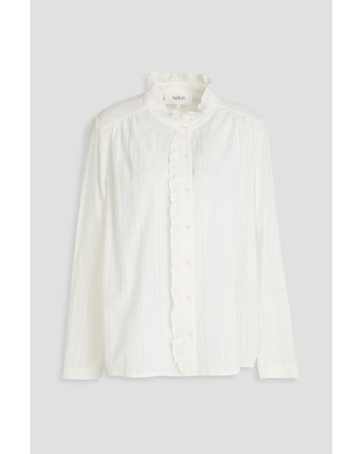 Ba&sh White Lattice-trimmed Cotton Shirt
