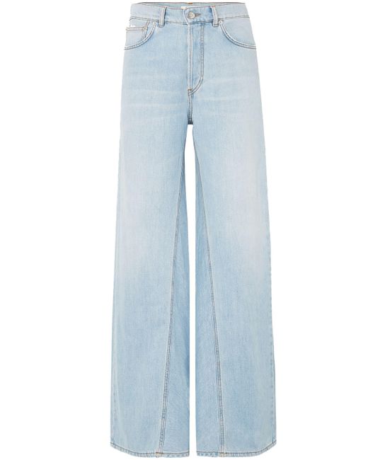 Ganni Blue High-rise Wide-leg Jeans