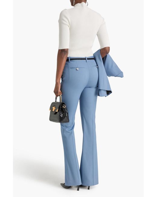 Versace Blue Wool-Blend Twill Flared Pants
