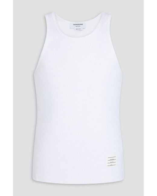 Thom Browne White Ribbed Cotton-jersey Tank for men