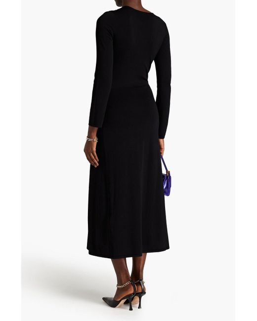 Maje Black Rob Cutout Knitted Midi Dress